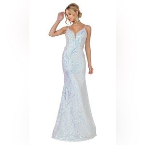 NEW White Sequin Prom Pageant Gown